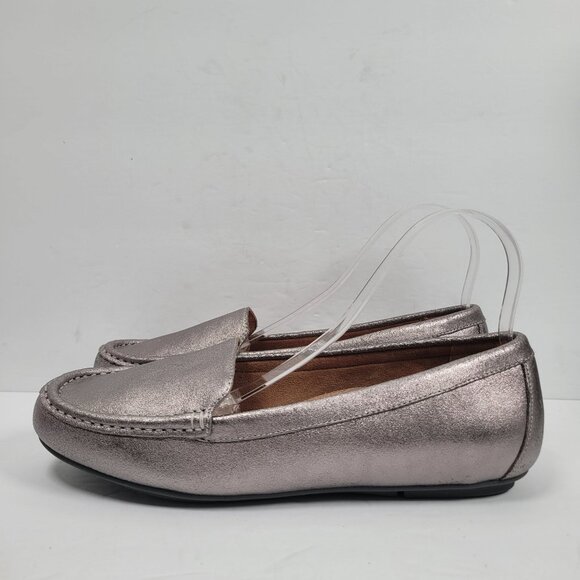 Vionic Women's Metallic Silver Leather Loafer Slip-On Shoes US Size 12 - Picture 2 of 8